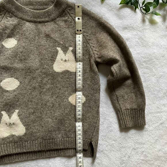 Soft Fuzzy Bunny Sweater | Approx. 2-3T | Neutral Taupe Knit | Cozy Pullover - Picture 9 of 16